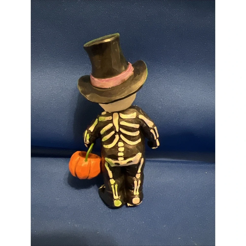 Set Of 2 Jim Shore Mini Halloween Trick Or Treat Werewolf & Skeleton Figurines